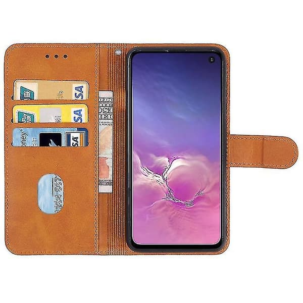 Yhteensopiva Samsung Galaxy S10e -nahkakotelon kanssa Brown