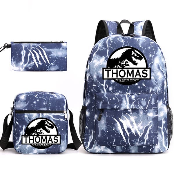 Jurassic World School Bag Backpack Pencil Case Shoulder Bag Three-piece Set Size Blue~5 Size Blue~5 3PC