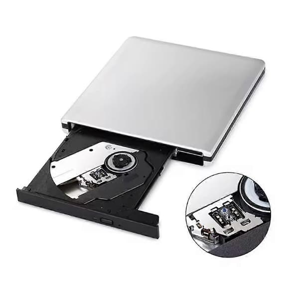 Ekstern USB3.0 Blu-Ray-brenner BD-ROM optisk DVD-stasjon BD-RE-skriver 3D Blu-Ray-leser for bærbar/stasjonær PC Silver