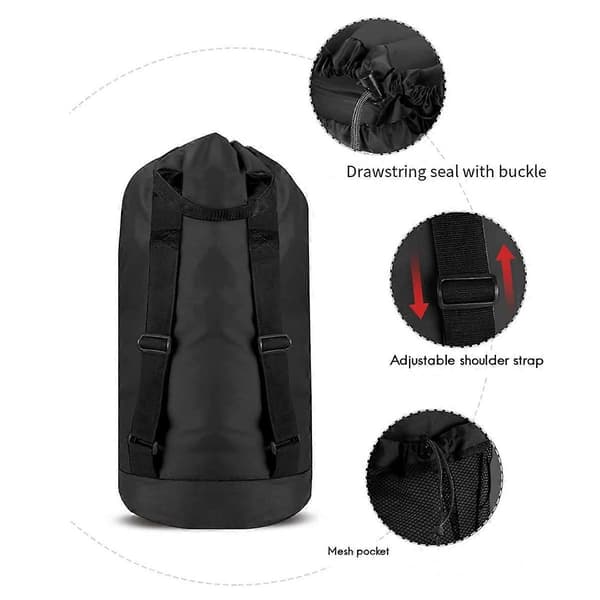 Laundry Bag with Shoulder Straps and Mesh Pocket Laundry Backpack Large Portable Laundry Hamper for College Laundromat
