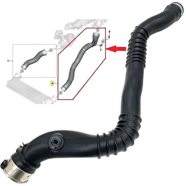 11617797483 Turbo Intercooler Rør Turboladet Ladluftslange til 1-serie X1 3-serie E90 E91 E92 Black