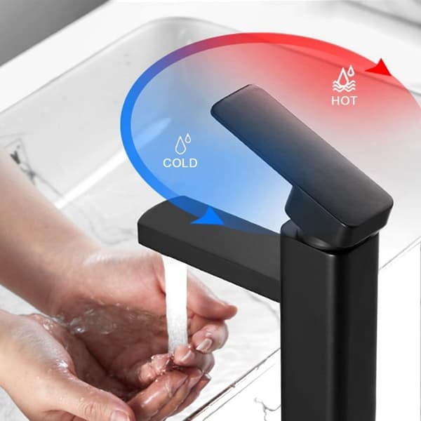 Matte Black Bathroom Faucet, Brass Body with Ceramic Disc Valve for Durability and Precision