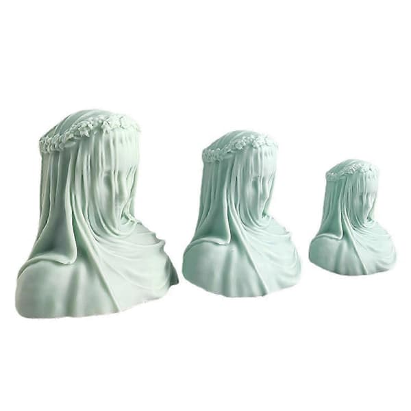 Sløret Dame Lys Epoxy Form Kvindelig Brud Antik Buste Statue Skulptur Kvinde Krop Harpiks Silikone Form DIY Statue Form stor