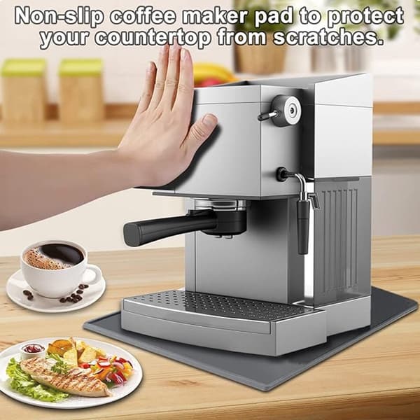 Silicone mat under coffee machine - 48x30cm - non-slip mat for coffee machine - barista accessories - grey