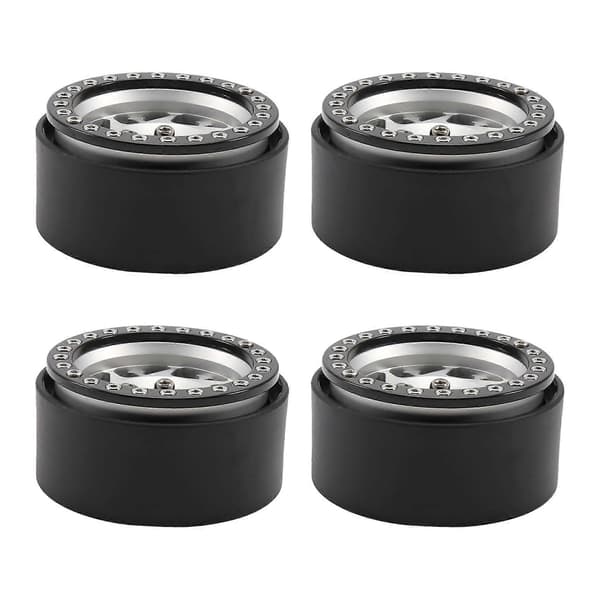 4 stk. RC Crawler Bil Aluminiumlegering 1,9 tommer Beadlock Fælg til 1/10 RC Crawler Biltilbehør Black & silver