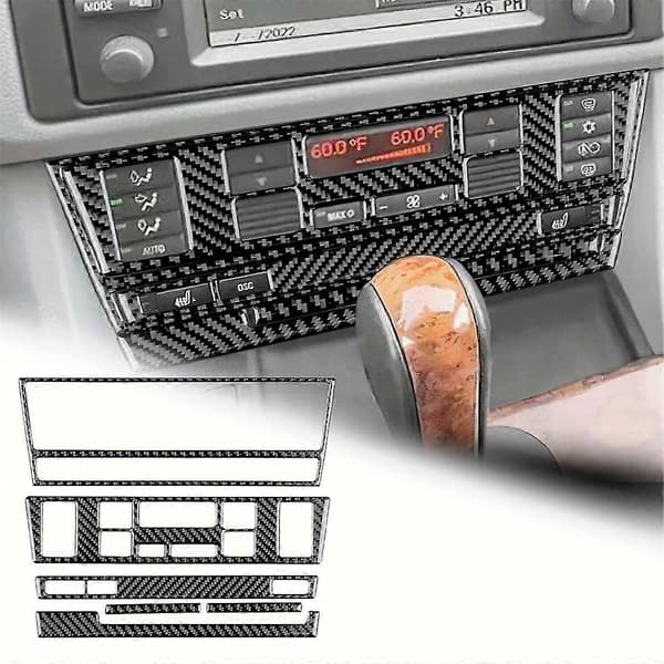 För 5-serien E39 1998-2003 Lhd Mjuk Kolfiber Mittkonsol Luftkonditioneringsknapp Ramskydd Tr