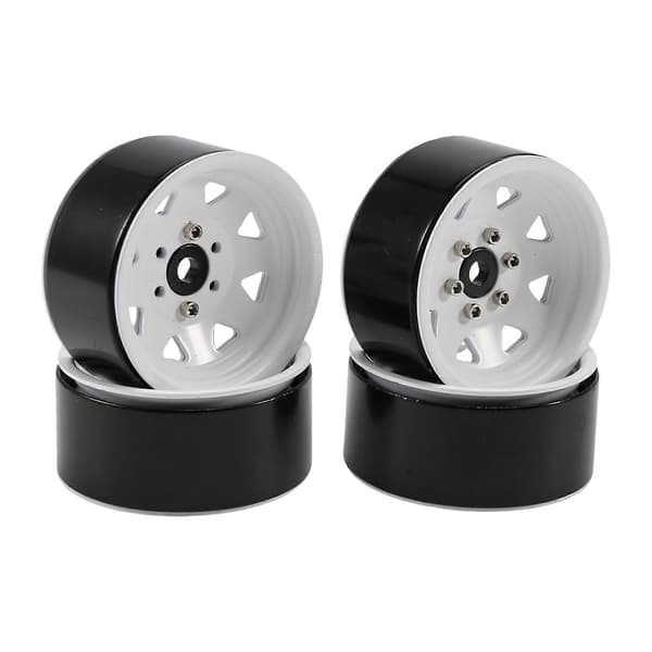 4 stk./sæt RC Crawler Zinklegering 8 huller 1,9 tommer Beadlock Fælg til 1/10 RC Crawler Tilbehør DRM129W Black & white