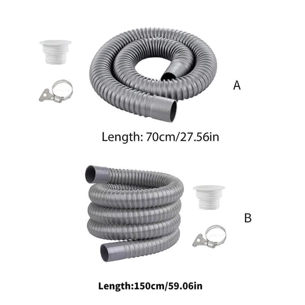 Fleksibel 70 cm/100 cm lang PVC afløbsslange, forlænget afløbsrør til badeværelsesvask og køkkenvaskinstallation 150cm