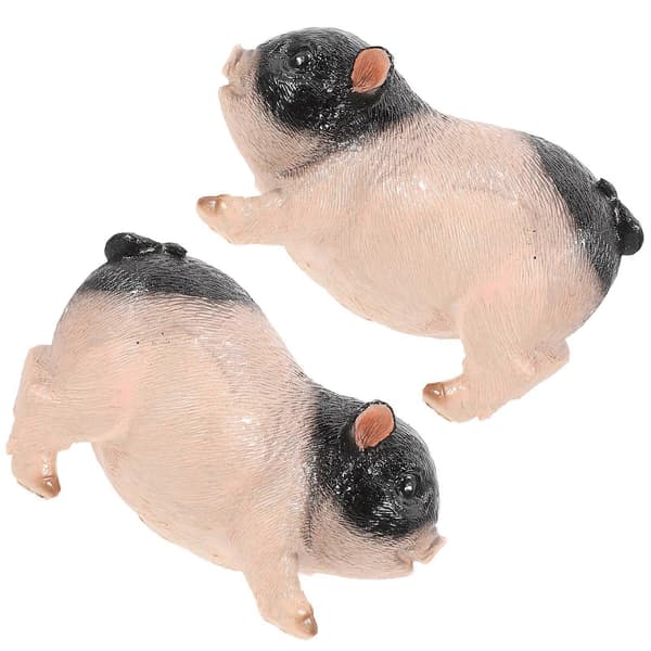 Small Pig Ornament Resin Pig Decor for Play 2 Pcs Lifelike Figure [DB]