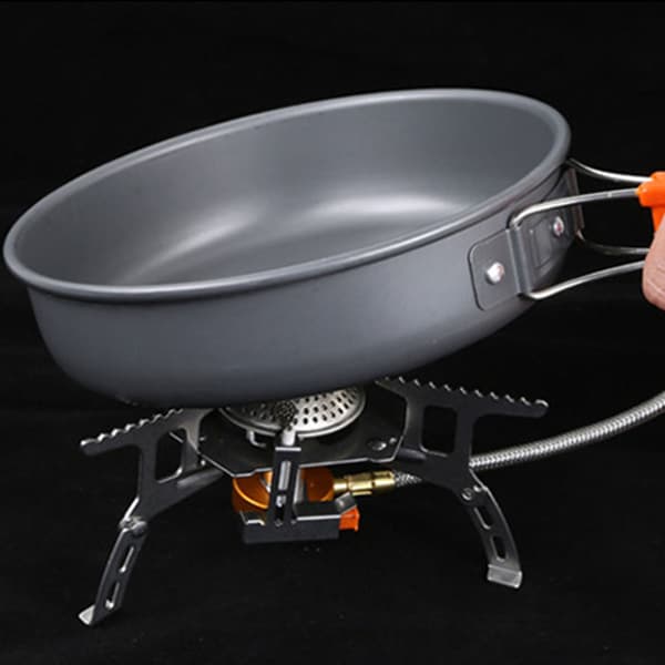 Portable Gas Stove for Camping, Windproof and High-Efficiency Burner with Durable Material and Built-in Wind Deflector, Foldable Camping Stove with