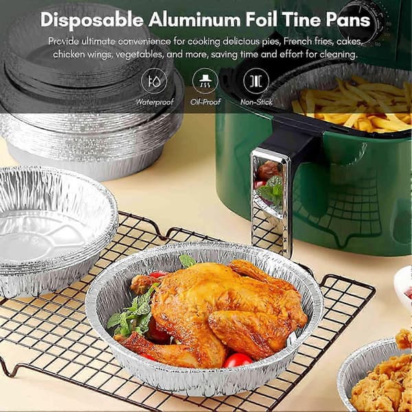 7 tommer dybe aluminiumsfolieforme 20 stk. Airfryer-kompatible bageforme