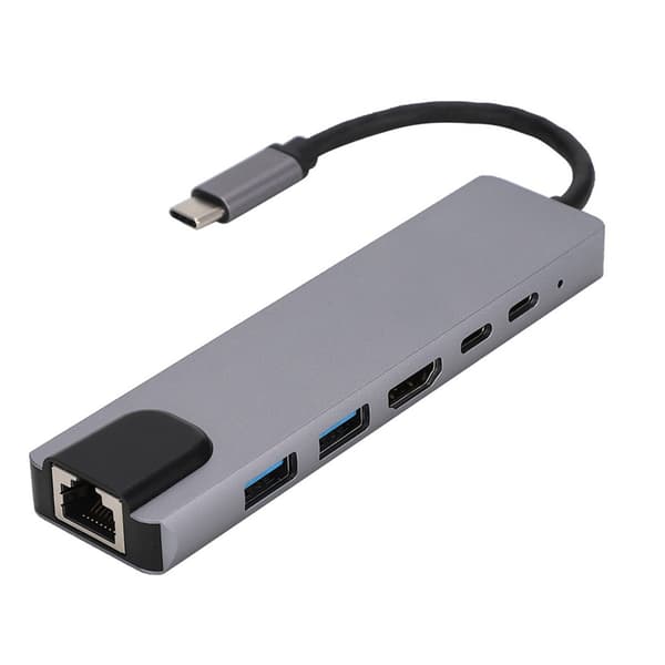 【13】6-i-1 USB-C Dockingstation – Multiport Hub med 4K HDMI til Bærbar og PC
