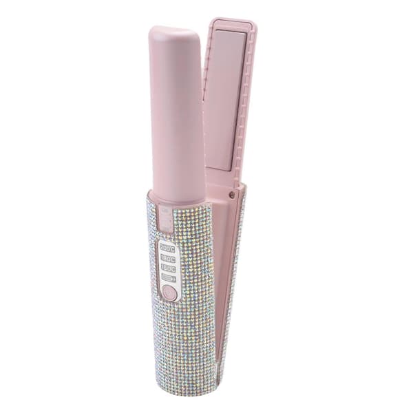 2-i-1 elektrisk USB-håruträtningsborste, plattång, multifunktionell kam för styling Pink
