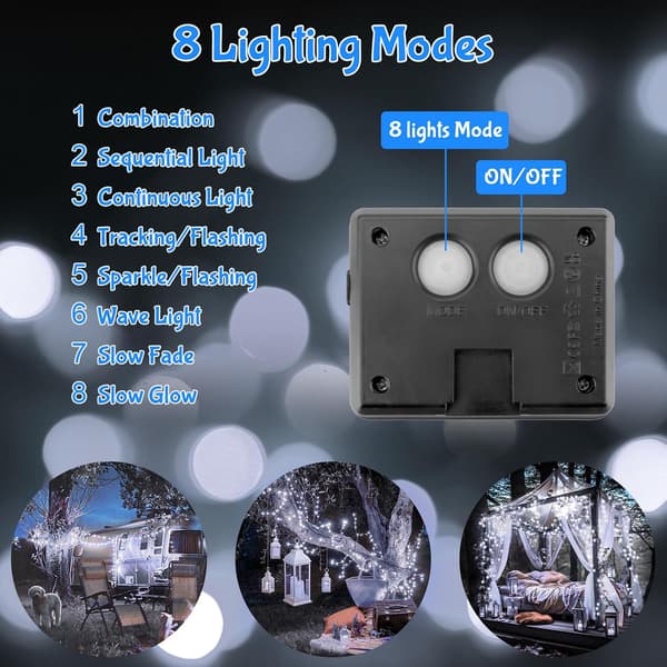 [13]Solar String Lights Outdoor Garden, 5M50LED Solar Powered String Lights Waterproof, 8 Modes Copper Wire Solar Decorative Lighting Cold White