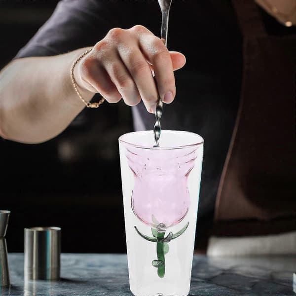 Rosblomma glaskopp för fest rosa glasdryckesbehållare