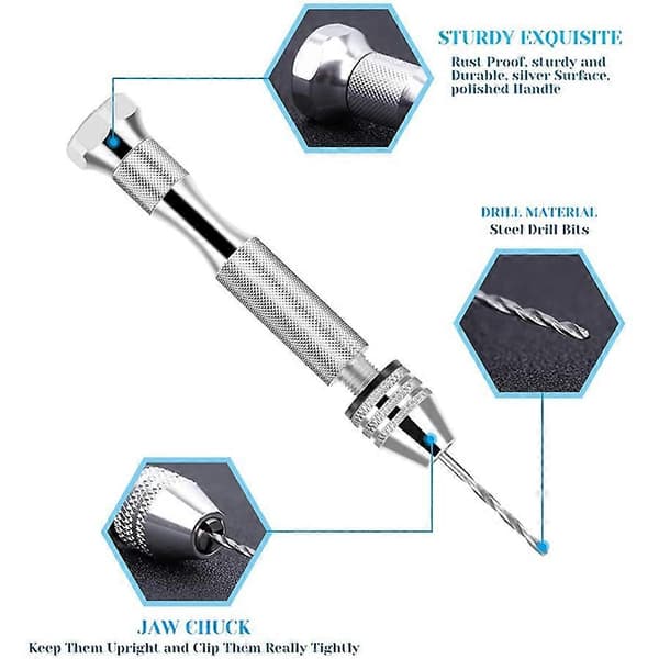 Resin Kit with 1 Hand Drill, 10 Drill Bits and 400 Screw Eye Pins for DIY Keychain Making Gold & silver