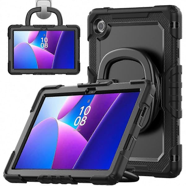 Til Tab 10.1 (2025) TB-311XU TB311FU Etui med Ring Kickstand PC + Silikone Stødsikkert Tablet Cover Sort