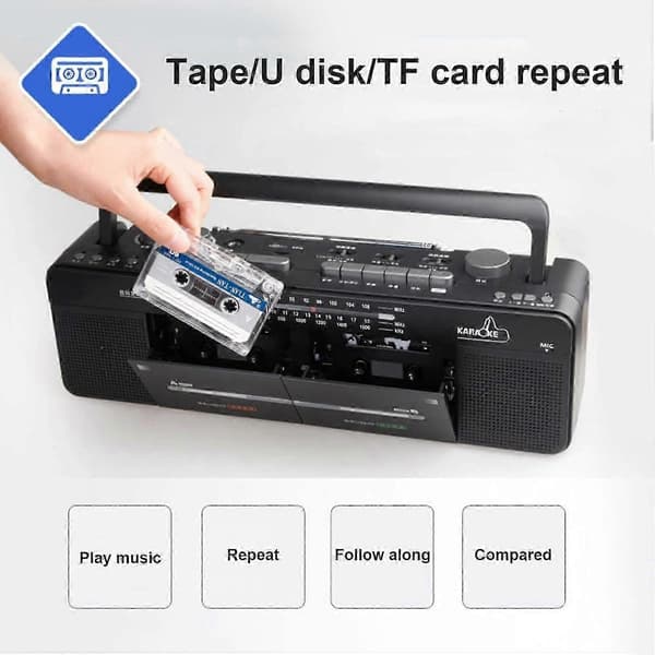 Dobbelt kassettspiller med MP3 USB-avspilling og TF-kort