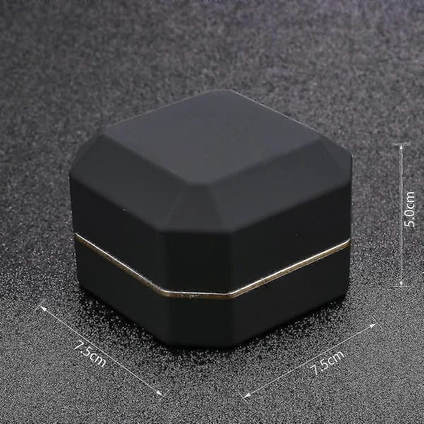 Luksus Ringboks, Kvadratisk Fløyelsbryllupsringboks Med LED-lys Black