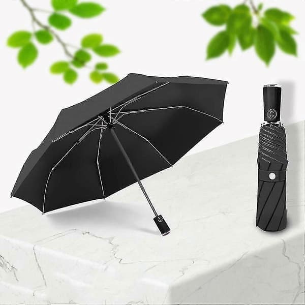 Kompakt Foldeparaply til Både Sol og Regn 8-ribbet 3-fold Automatisk Åbning/Lukning UPF50+ 97cm Efter Åbning Pink Fully Automatic