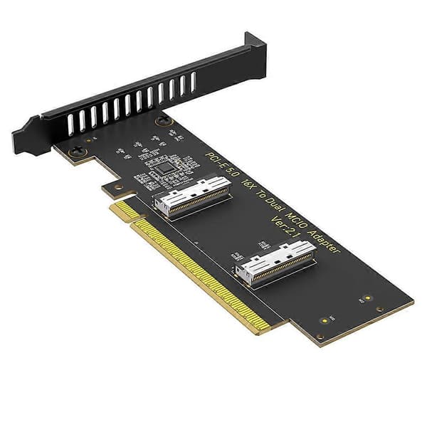 PCI-E 5.0 X16 till dubbel MCIO 8i-adapterkort PCIe Gen5 16X till 2-portars MCIO SFF-1016-omvandlare stöder förgrening
