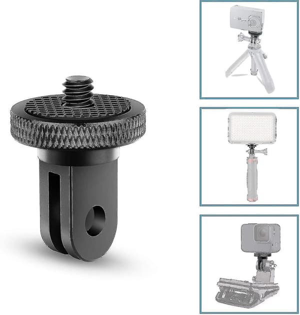 Stativadapter Kameramonteringstilbehør Aluminiumadapter til montering af kameraer kompatibel med Gopro-montering og andre actionkameraer (2 stk., sort) Xxf