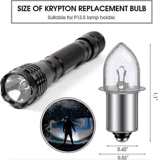 Krypton lommelygtepærer 6V 4.8V 0.75A Bajonetfatning Erstatning 3 stk. 3