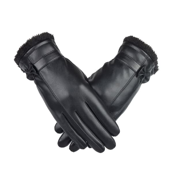 Women's Leather Winter Gloves with Touchscreen Finger