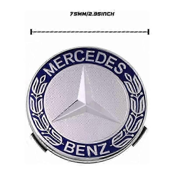 Sæt med 4 hjulkapsler kompatible med Mercedes Benz 75 mm - Blå