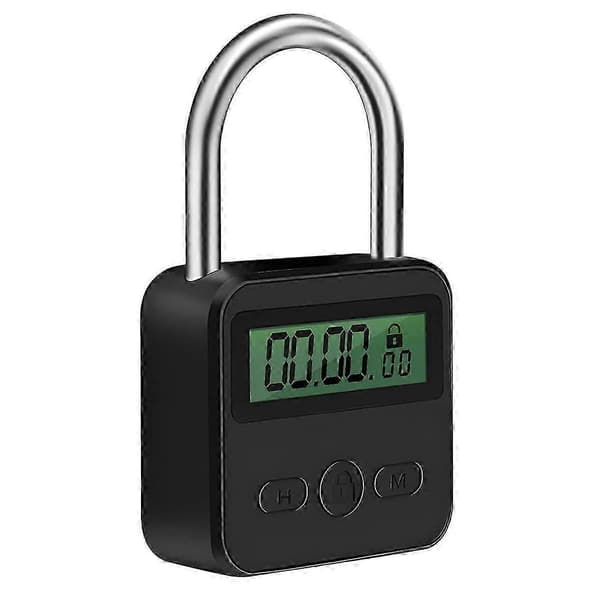 Metall timerlås LCD-skärm multifunktionell elektronisk tid 99 timmar max tidtagning USB-laddningsbart timerhänglås