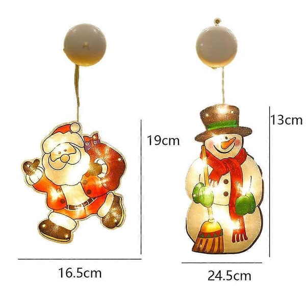 Julbelysning med sugpropp, LED-ljusslinga, tomte och snögubbe