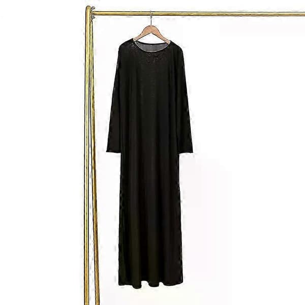Ramadan Eid Svart Muslimsk Abaya Kjole Dame Ensfarget Pullover Abaya Dame Enkel Islamsk Klær Lang Kjole