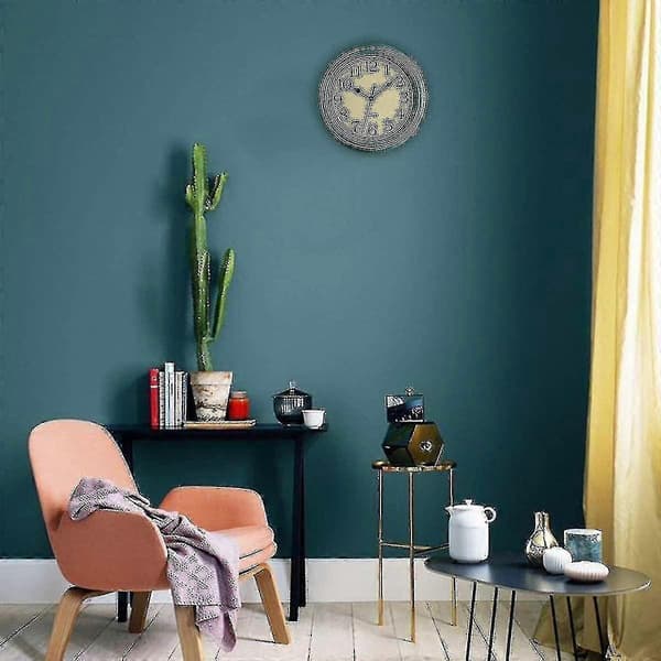 Tyst, tickfri, rund retro kvartsväggklocka (12 tum) Turquoise
