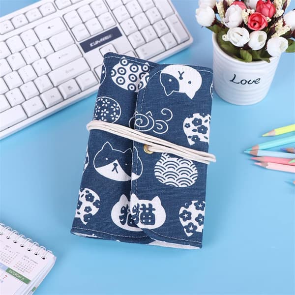 Circular Needle Bag Compatible with Storage, Compact Circular Needle Case Empty, Circular Needle Holder with 11 Clear Zipper Pockets Blue