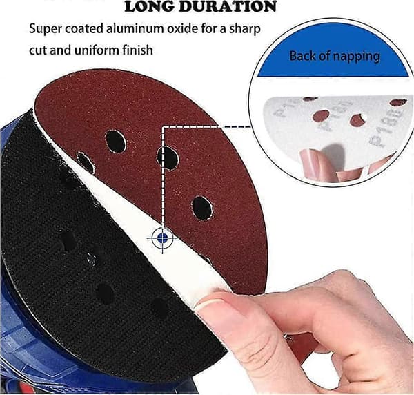 Slipeskiver 5 tommer slipeputer 8 hull borrelås 125 mm sandpapir