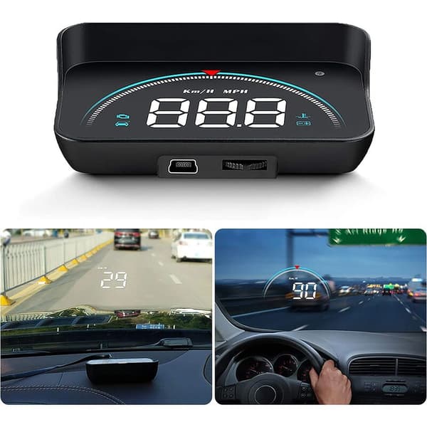 M8 HUD Bil Head Up Display, ODB Måler Bil Display 3,5 Tommer Head Up Display OBD2 HUD Projektor Digital Bil Display til Bærbar Multifunktionsbil (sort)