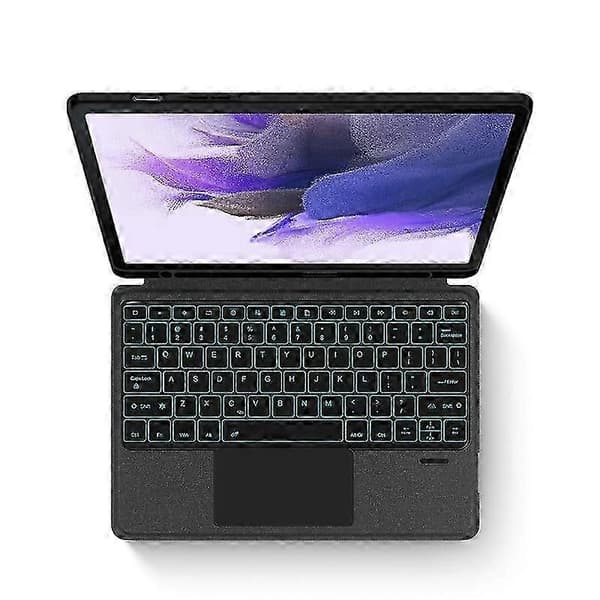 velegnet til galaxy tab s7 fe læderetui med baggrundsbelyst bluetooth-tastatur og trackpad