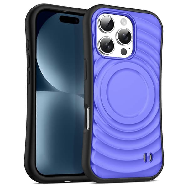 [13R] Case for iPhone 16 Pro Max Compatible with MagSafe Wavy Curves Texture Slim Anti-Drop PC+Back Cover Multicolor Multicolor Purple
