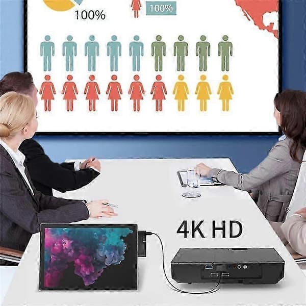 For Surface Pro 4 5 6 Dockingstasjon Hub med 4K HDMI-kompatibel TF-kortleser Gigabit Ethernet 2 Black