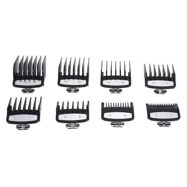 Wahl Hair Clipper Guide Comb Cutting Limit Combs 8 Pcs Set Standard Attachments Electric Black