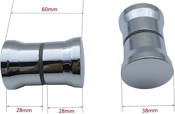 [13]Shower Door Handle, 2 Pairs Round Chrome Glass Door Knobs, Pull Handles, Replacement Parts for Shower Enclosure, Shower Screen