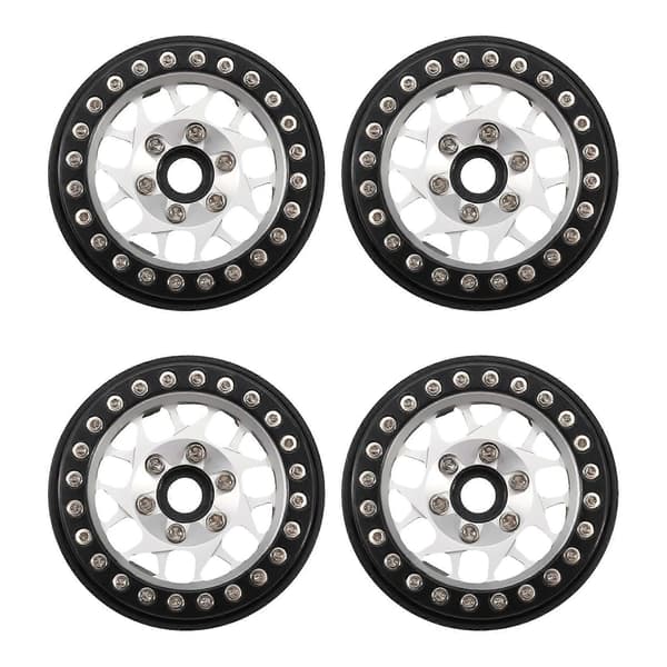 4 stk. RC Crawler Bil Aluminiumlegering 1,9 tommer Beadlock Fælg til 1/10 RC Crawler Biltilbehør Black & silver