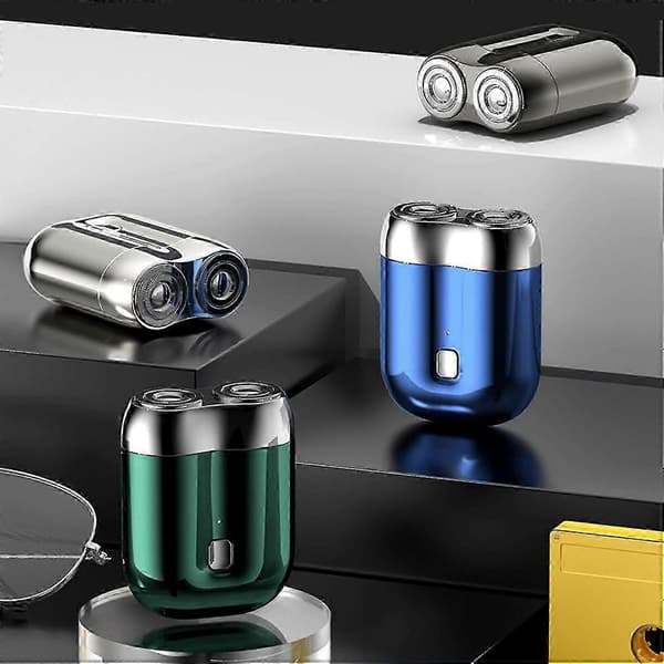 Elektrisk barberhøvel med dobbelthode for menn - Mini USB-barbermaskin, bærbar, vaskbar Blue