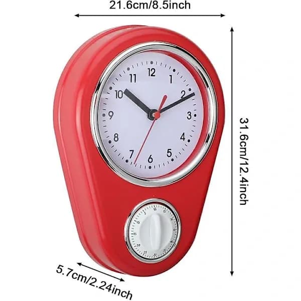 Kitchen Clock for Wall, Accurate Timekeeping, Easy-to-Read and Stylish, with Timer, ABS Kitchen Timer, Timeless, Blue_tfrf
