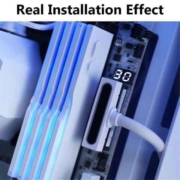 ATX24PIN forlængerkabel med ARGB SYNC One-Line Connection Computer Power Extension Cable Side Bend White