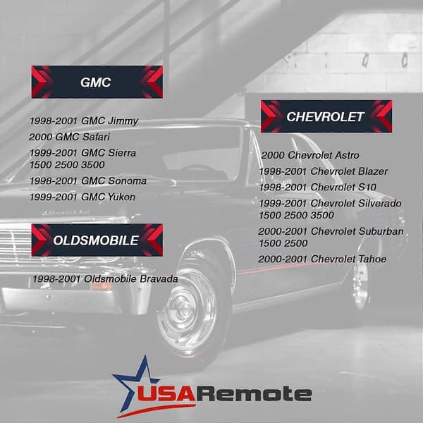 Ersättning för 1998-2002 Chevrolet GMC 3-knapps nyckellös fjärrkontroll PN: