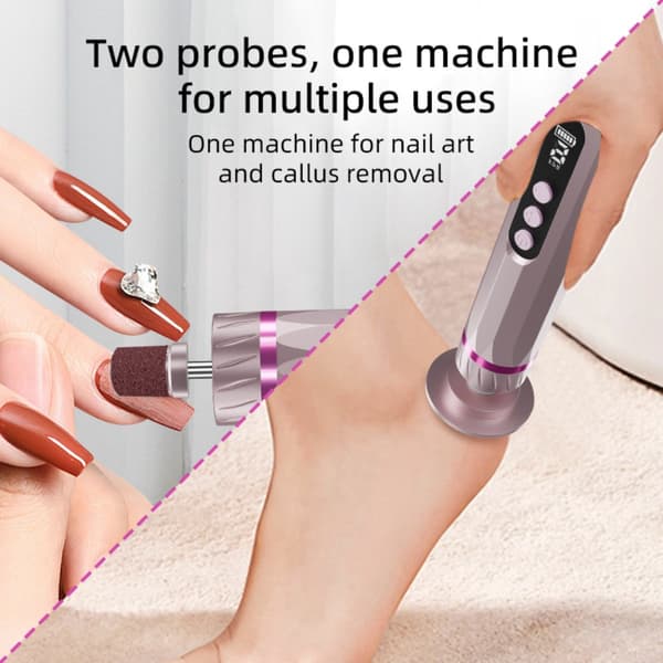 Electric Foot File for Calluses Compatible with Salon Equipment 9-Speed Rechargeable Pedicure Device with LED Display Forward/Reverse Replaceable Sanding Discs Pink 305