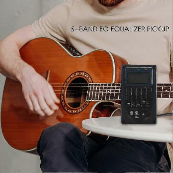 5-bands EQ Equalizer Pickup, Akustisk Gitarr Förförstärkare Stämapparat med LCD-stämapparat och Volymkontroll LC-5NEW