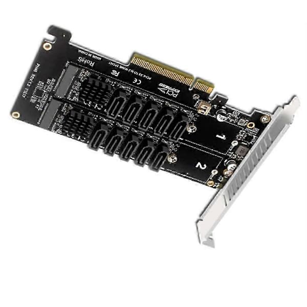 Til PCI-E udvidelseskort Dobbelt NVME PCI-E X8 Splitkort til 10-ports adapter Pcie-kort JMB585-chipsæt