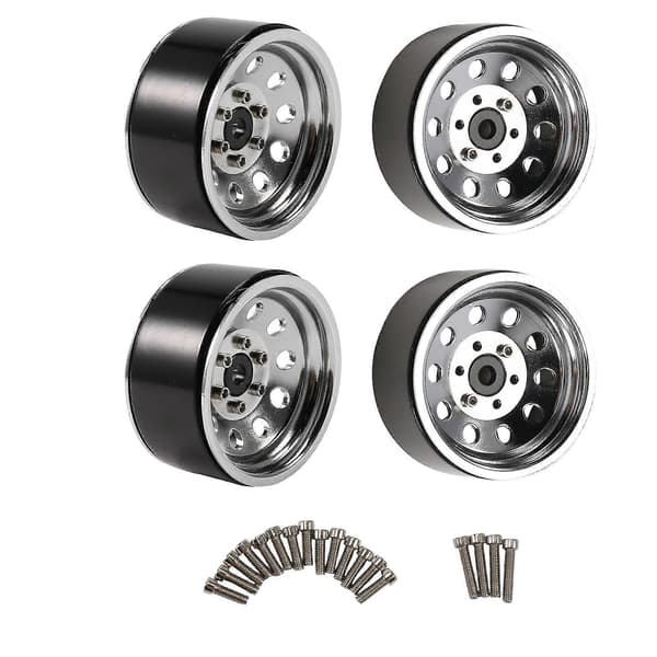 4 stk. RC Crawler Zinklegering 10 Små Runde Huller 1,9 Tommer Beadlock Fælg til 1/10 RC Crawler Tilbehør DRM130S Black & silver